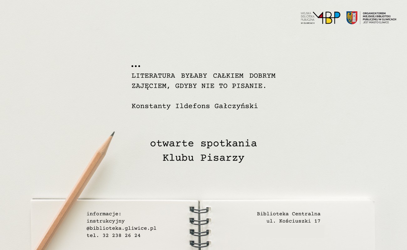 Baner z informacją o klubie pisarzy