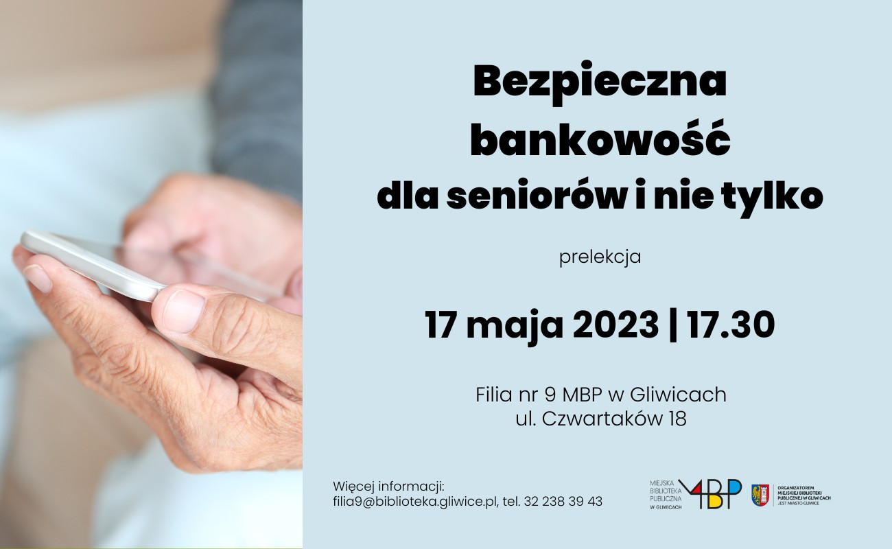 Baner z informacją o prelekcjach dla seniorów