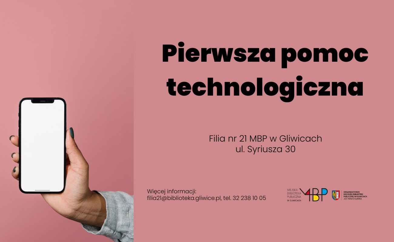 Baner z informacją o pierwszej pomocy technologicznej